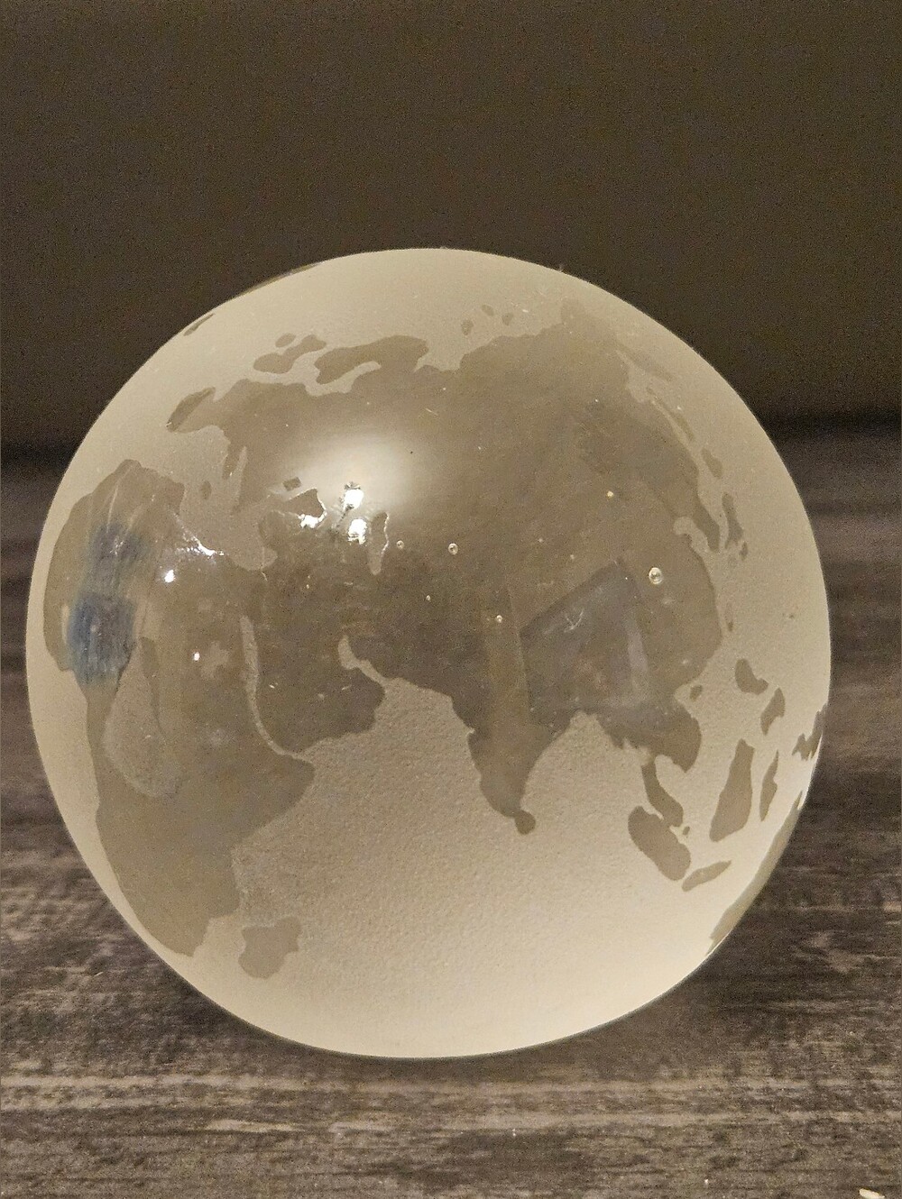 Vintage Frosted Crystal World Globe Glass Paperweight Desk Decor